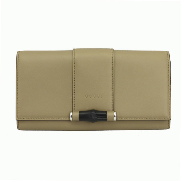 Gucci Fold Wallet Bamboo Beige Long Leather - Picture 1 of 3